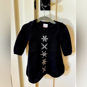 Hanna Andersson black infant sweater dress with snowflake 3-6 months
